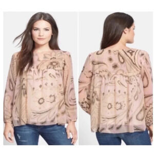 Lucky Brand Georgette Peasant fairy Blouse L